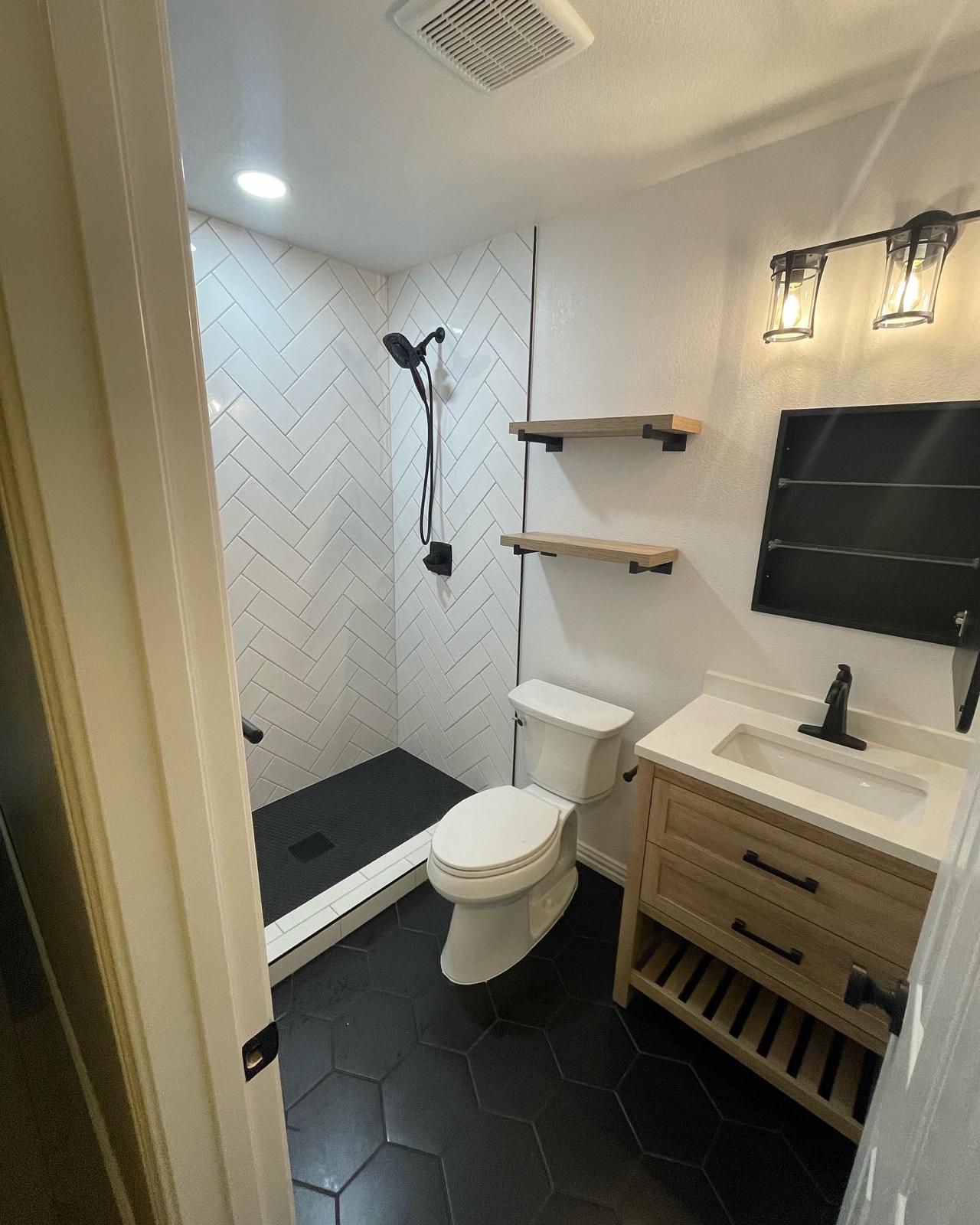 Completed full bathroom remodel view 13